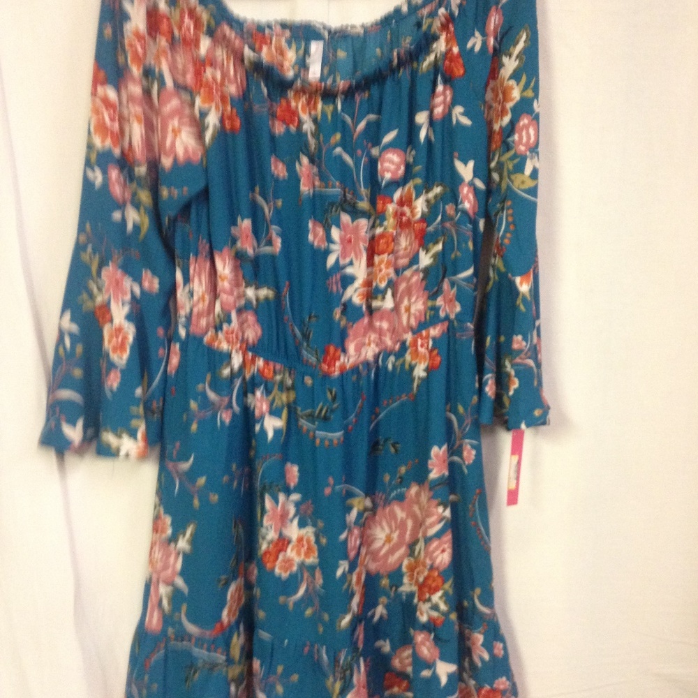 Xhilaration A Line Lrg Blue Floral Dress - Picture 3 of 4
